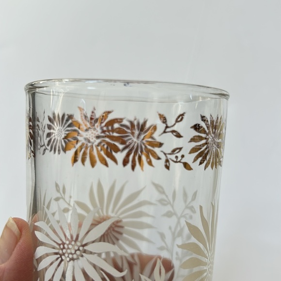 Hazel Atlas Vintage Glass Tumblers Daisies Gold Set of 6 - Picture 6 of 11